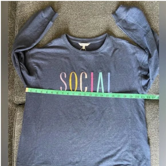 NWT Wildfox Navy Blue Heather Social Statement Embroidered Sweatshirt - Picture 5 of 7